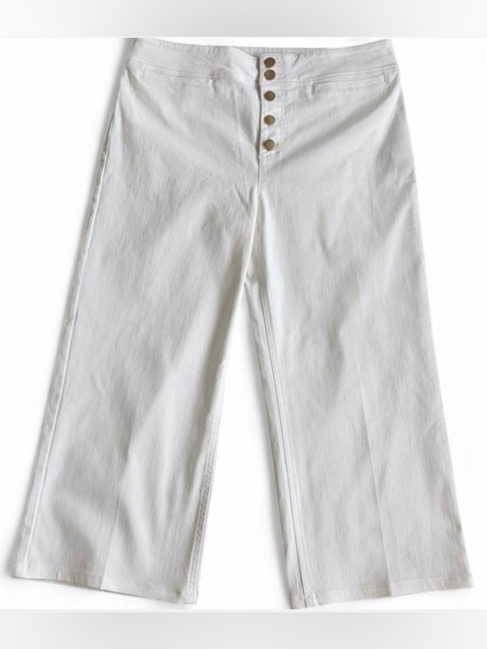 J. McLaughlin White High-Rise Wide-Leg Button-Front Pants - Picture 4 of 8